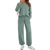 imageLILLUSORY Lounge Sets for Women Sweatsuits 2 Piece Outfit Two Piece Set Fall Matching Clothing Long Sleeve Tops Jogger PantsSagegreen