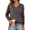 imageLILLUSORY V Neck Lightweight Sweaters for Women 2025 Fall Outfits Long Sleeve Knit Pullover Tops Trendy FashionNutmeg