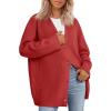 imageLILLUSORY Women Oversized Cardigan Sweater 2025 Fall Outfits Cloth Fashion V Neck Knit Button Front Casual Trendy TopsRed
