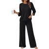imageLILLUSORY Womens 2 Piece Lounge Sets Pajamas Matching Outfits 2025 34 Sleeve Fall Clothes Vacation Comfy Casual SweatsuitsBlack