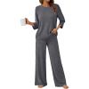 imageLILLUSORY Womens 2 Piece Lounge Sets Pajamas Matching Outfits 2025 34 Sleeve Fall Clothes Vacation Comfy Casual SweatsuitsDarkgrey