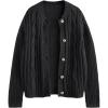 imageLILLUSORY Womens Cardigan Sweaters Cable Knit Crochet Cotton Fall Jackets Button Up Chunky Trendy OutfitsBlack