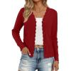imageLILLUSORY Womens Cardigan Sweaters Long Sleeve Casual Lightweight Button Down VNeck Fall Clothes 2025Red
