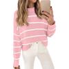 imageLILLUSORY Womens Cropped Striped Sweater Casual Pullover Ribbed Knit Cute Crewneck SweatersPink