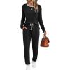 imageLILLUSORY Womens Fall Pajamas 2 Piece Lounge Sets Cotton Two Piece Casual Pjs Set Sleep Loungewear Winter Outfits 2025Black