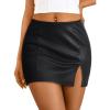 imageLILLUSORY Womens Leather Mini Fall Skirt with SlitBlack