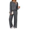 imageLILLUSORY Womens Lounge Sets 2 Piece Matching Pajamas Fall Fashion 2025 Ribbed Knit Outfits Long Sleeve Casual SweatsuitsDarkgrey