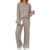 imageLILLUSORY Womens Lounge Sets 2 Piece Matching Pajamas Fall Fashion 2025 Ribbed Knit Outfits Long Sleeve Casual SweatsuitsKhaki