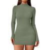 imageLILLUSORY Womens Mock Neck Ribbed Knit Long Sleeve Party Bodycon Mini DressesGreen