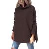 imageLILLUSORY Womens Mock Turtleneck Sweaters Oversized Long Sleeve Casual Knit Pullover 2025 Tunic Tops Wear with LeggingsCoffee