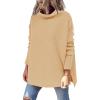 imageLILLUSORY Womens Mock Turtleneck Sweaters Oversized Long Sleeve Casual Knit Pullover 2025 Tunic Tops Wear with LeggingsKhaki