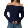 imageLILLUSORY Womens Off The Shoulder Sweater Fall Long Sleeve Going Out Y2k Tops Winter Date Night OutfitsDark Blue
