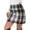 imageLILLUSORY Womens Plaid Skirt Fall High Waist Flannel Mini Checkered Skirts Winter Corduroy Sweater Dress 2025Blackapricot