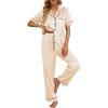 imageLILLUSORY Womens Silk Satin Pajama Set 2025 Pjs Lounge 2 Piece Fall Outfit Sleepwear Button Down Loungewear Matching ClothingGold