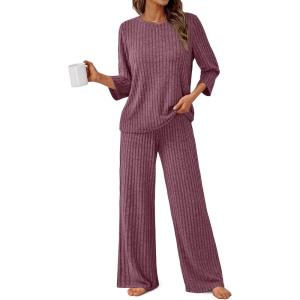 imageLILLUSORY Womens 2 Piece Lounge Sets Pajamas Matching Outfits 2025 34 Sleeve Fall Clothes Vacation Comfy Casual SweatsuitsWinered