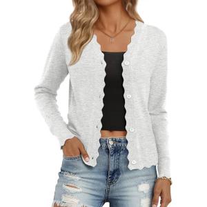 imageLILLUSORY Womens Cardigan Sweaters Long Sleeve Casual Lightweight Button Down VNeck Fall Clothes 2025Grey