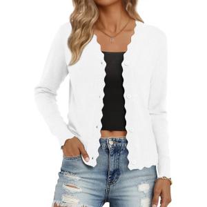 imageLILLUSORY Womens Cardigan Sweaters Long Sleeve Casual Lightweight Button Down VNeck Fall Clothes 2025White