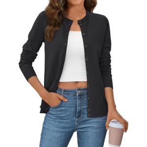 imageLILLUSORY Womens Fall Cardigan Sweaters 2025 Lightweight Oufits Clothes Fashion Trendy Long Sleeve Tops Casual JacketsBlack