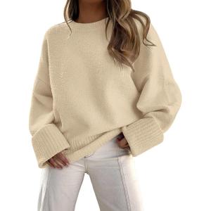 imageLILLUSORY Womens Oversized Sweaters Fuzzy Chunky Warm Pullover SweaterApricot