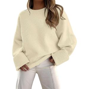 imageLILLUSORY Womens Oversized Sweaters Fuzzy Chunky Warm Pullover SweaterBeige