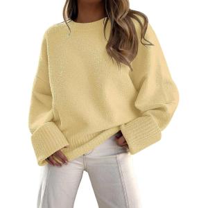 imageLILLUSORY Womens Oversized Sweaters Fuzzy Chunky Warm Pullover SweaterButter Yellow