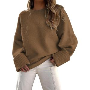 imageLILLUSORY Womens Oversized Sweaters Fuzzy Chunky Warm Pullover SweaterDark Apricot