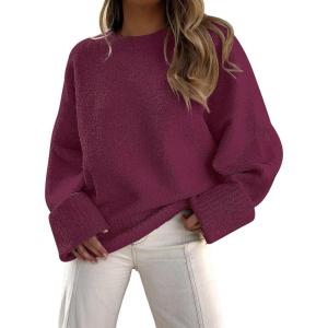 imageLILLUSORY Womens Oversized Sweaters Fuzzy Chunky Warm Pullover SweaterFuchsia