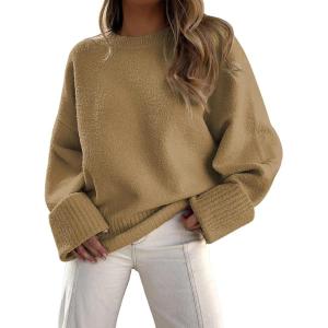 imageLILLUSORY Womens Oversized Sweaters Fuzzy Chunky Warm Pullover SweaterKhaki