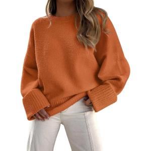 imageLILLUSORY Womens Oversized Sweaters Fuzzy Chunky Warm Pullover SweaterOrange