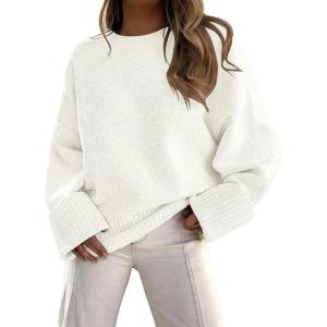 imageLILLUSORY Womens Oversized Sweaters Fuzzy Chunky Warm Pullover SweaterWhite