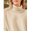 imageLILLUSORY Womens Turtleneck Oversized Sweaters Long Batwing Sleeve Spilt Hem Tunic Pullover Knit TopsApricot