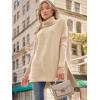 imageLILLUSORY Womens Turtleneck Oversized Sweaters Long Batwing Sleeve Spilt Hem Tunic Pullover Knit TopsApricot
