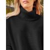 imageLILLUSORY Womens Turtleneck Oversized Sweaters Long Batwing Sleeve Spilt Hem Tunic Pullover Knit TopsBlack
