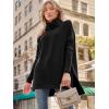 imageLILLUSORY Womens Turtleneck Oversized Sweaters Long Batwing Sleeve Spilt Hem Tunic Pullover Knit TopsBlack