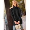 imageLILLUSORY Womens Turtleneck Oversized Sweaters Long Batwing Sleeve Spilt Hem Tunic Pullover Knit TopsBlack