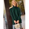 imageLILLUSORY Womens Turtleneck Oversized Sweaters Long Batwing Sleeve Spilt Hem Tunic Pullover Knit TopsForest Green