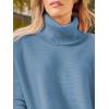 imageLILLUSORY Womens Turtleneck Oversized Sweaters Long Batwing Sleeve Spilt Hem Tunic Pullover Knit TopsLake Blue
