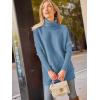 imageLILLUSORY Womens Turtleneck Oversized Sweaters Long Batwing Sleeve Spilt Hem Tunic Pullover Knit TopsLake Blue