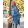 imageLILLUSORY Womens Turtleneck Oversized Sweaters Long Batwing Sleeve Spilt Hem Tunic Pullover Knit TopsLake Blue
