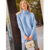 imageLILLUSORY Womens Turtleneck Oversized Sweaters Long Batwing Sleeve Spilt Hem Tunic Pullover Knit TopsLight Blue