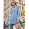 imageLILLUSORY Womens Turtleneck Oversized Sweaters Long Batwing Sleeve Spilt Hem Tunic Pullover Knit TopsLight Blue