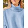 imageLILLUSORY Womens Turtleneck Oversized Sweaters Long Batwing Sleeve Spilt Hem Tunic Pullover Knit TopsLight Blue