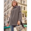 imageLILLUSORY Womens Turtleneck Oversized Sweaters Long Batwing Sleeve Spilt Hem Tunic Pullover Knit TopsLightapricot