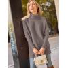 imageLILLUSORY Womens Turtleneck Oversized Sweaters Long Batwing Sleeve Spilt Hem Tunic Pullover Knit TopsLightapricot