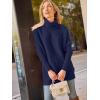 imageLILLUSORY Womens Turtleneck Oversized Sweaters Long Batwing Sleeve Spilt Hem Tunic Pullover Knit TopsNavy Blue