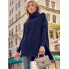 imageLILLUSORY Womens Turtleneck Oversized Sweaters Long Batwing Sleeve Spilt Hem Tunic Pullover Knit TopsNavy Blue