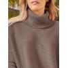 imageLILLUSORY Womens Turtleneck Oversized Sweaters Long Batwing Sleeve Spilt Hem Tunic Pullover Knit TopsNutmeg