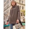 imageLILLUSORY Womens Turtleneck Oversized Sweaters Long Batwing Sleeve Spilt Hem Tunic Pullover Knit TopsNutmeg