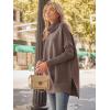 imageLILLUSORY Womens Turtleneck Oversized Sweaters Long Batwing Sleeve Spilt Hem Tunic Pullover Knit TopsNutmeg
