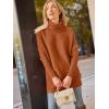 imageLILLUSORY Womens Turtleneck Oversized Sweaters Long Batwing Sleeve Spilt Hem Tunic Pullover Knit TopsOrange